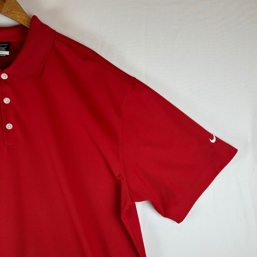 Nike Golf Dri-FIT Men's Red Polo Shirt Short Sleeve Performance XL - Picture 9 of 10